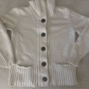 JM Collection Petite Cream Knit Cardigan with Button Front